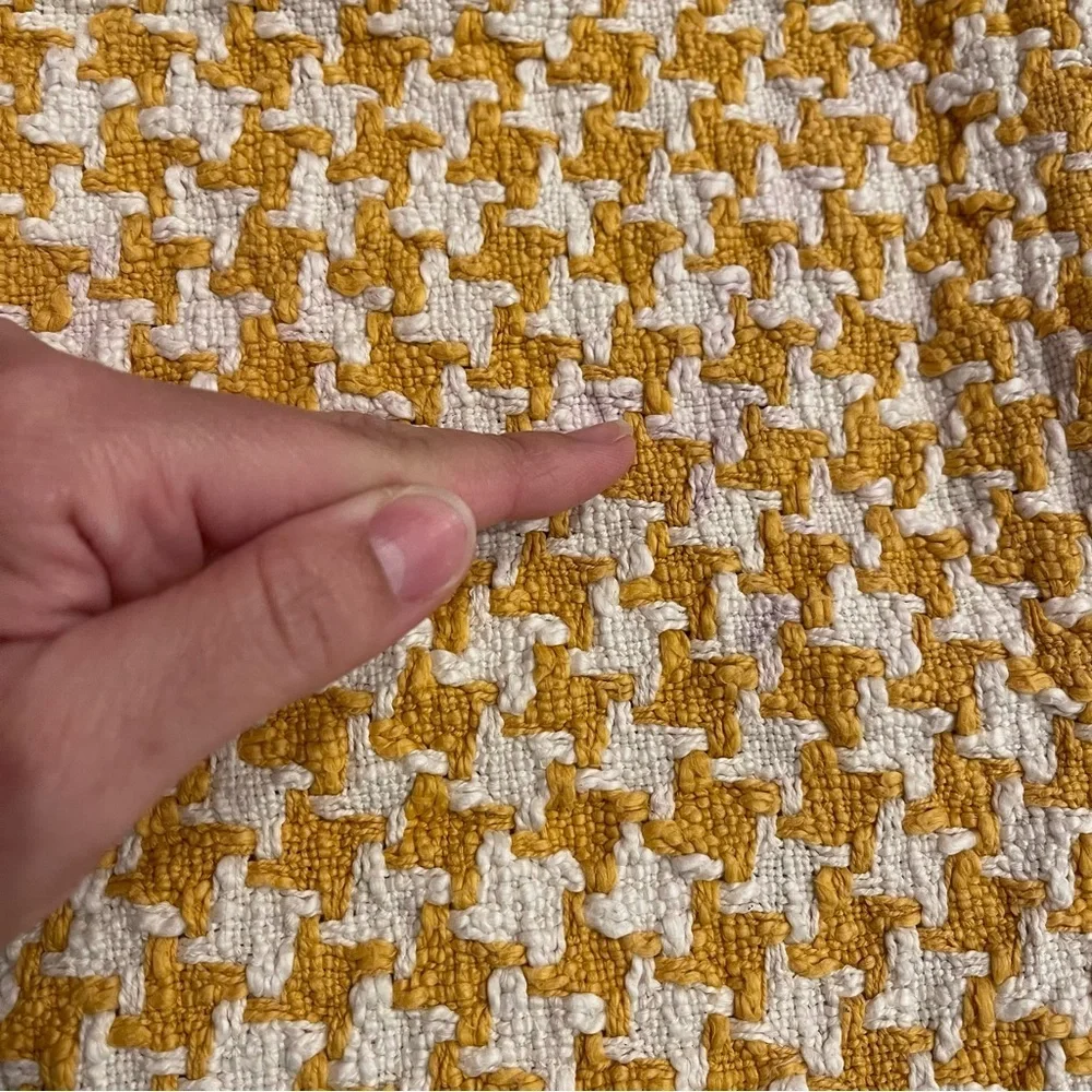 Crate And Barrel Placemats Yellow White Houndstooth Table Setting Colorful 14x19